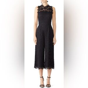 Kate Spade Black Lace Sleeveless Cropped Jumpsuit